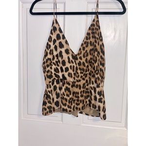 Cheetah Olivaceous peplum tank top